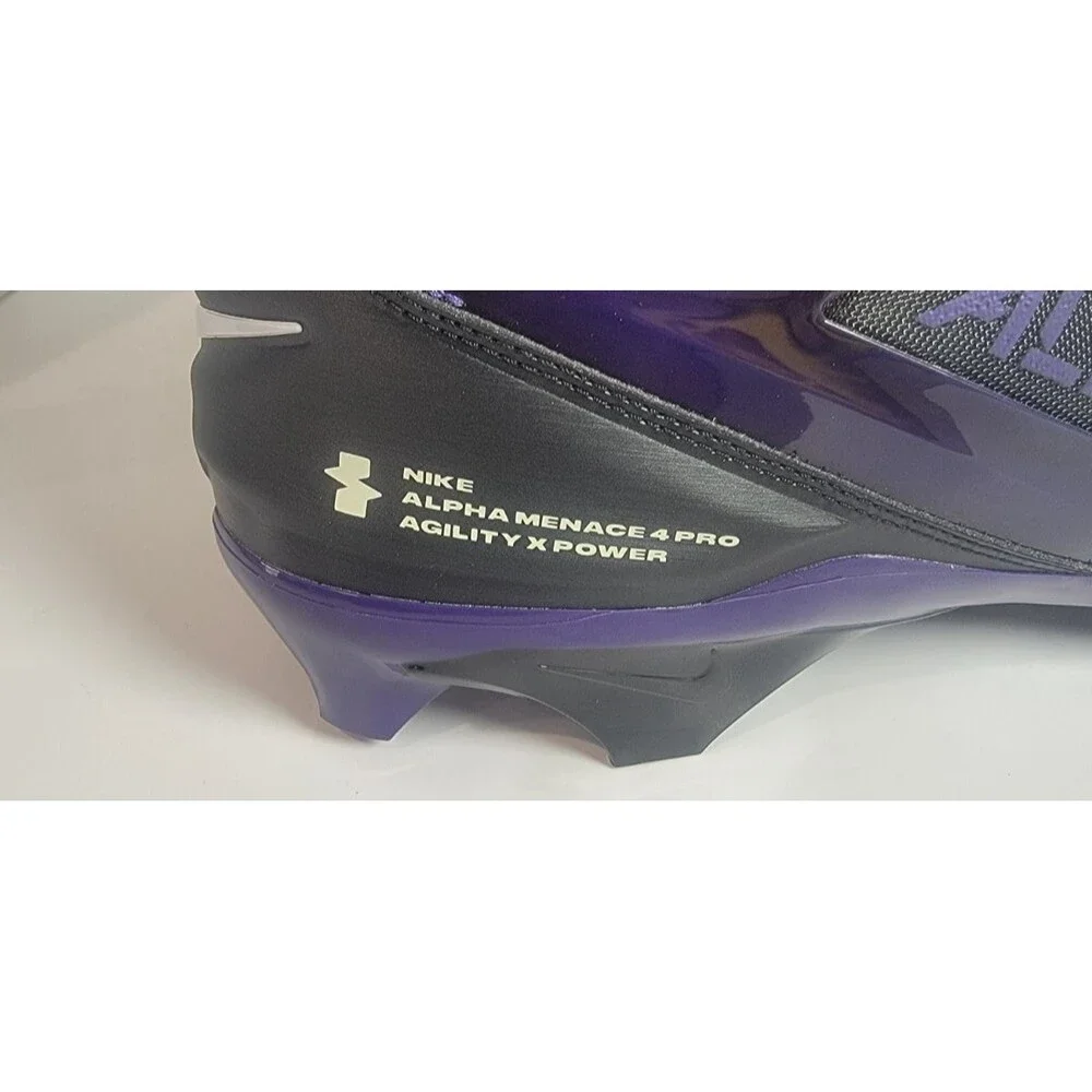 Nike Alpha Menace 4 Pro Football Cleats Black Purple White FZ7702-003 US 14 New